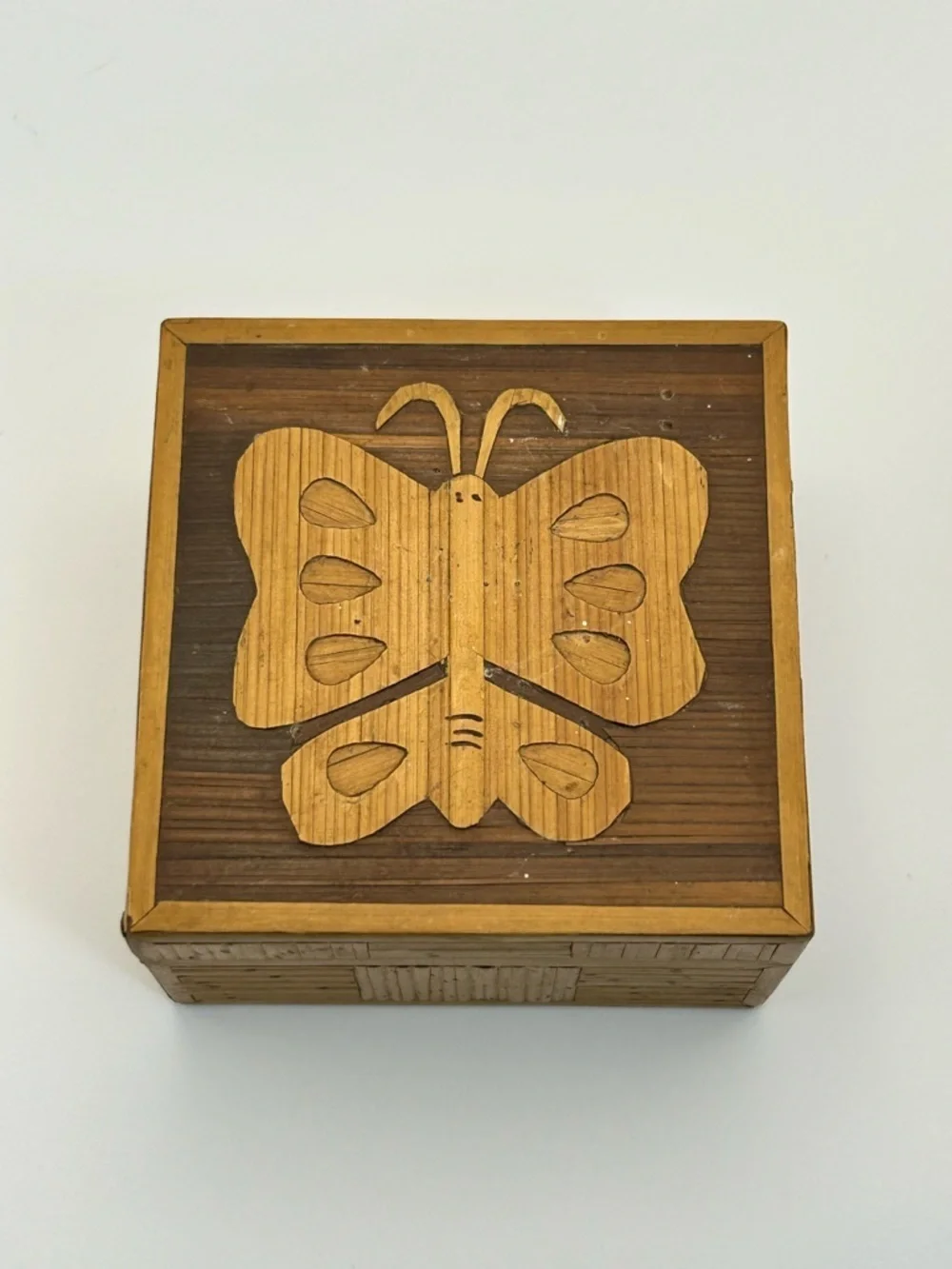 Vintage Bamboo Butterfly Inlay Trinket Box Set of 2 Keepsakes Philippines